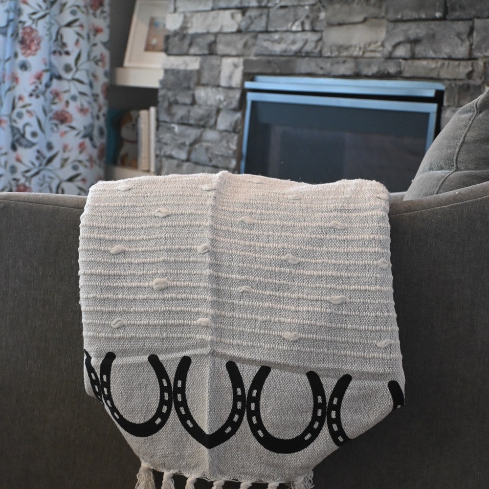 Elegant Cream and Black Throw Blanket